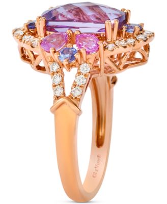 Multi-Gemstone (4-3/8 ct. t.w.) & Nude Diamond (3/8 ct. t.w.) Statement Ring in 14k Rose Gold