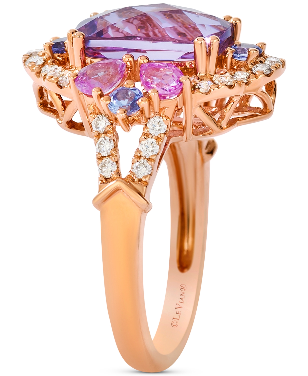 Le Vian Multi-gemstone (4-3/8 Ct. T.w.) & Nude Diamond (3/8 Ct. T.w.) Statement Ring In 14k Rose Gold