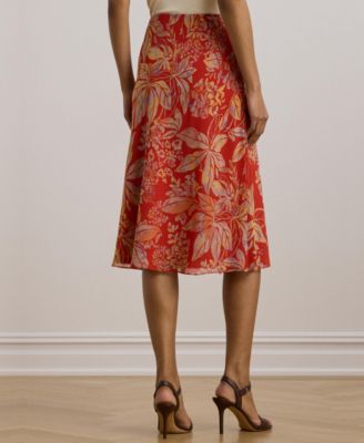 Women's Floral Crinkle Georgette Midi Skirt