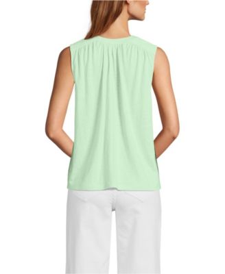 Women's Linen Blend Notch Neck Swing Tank Top
