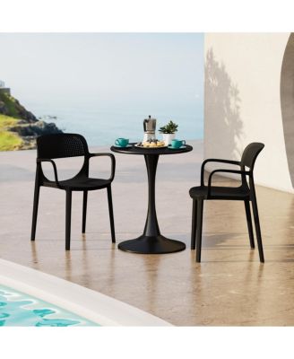 Outdoor Stackable Plastic Resin Patio Dining Armchair (Set of 2)