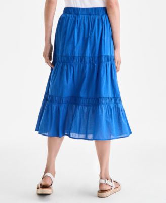 Women's Cotton Lace Pull On Tiered Skirt, Exclusively at Macy's