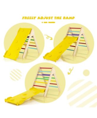 3-in-1 Wooden Climbing Triangle Set Triangle Climber with Ramp