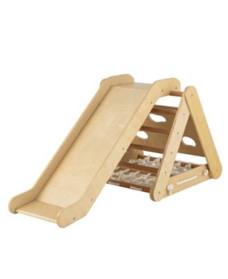 4 in 1 Triangle Climber Toy with Sliding Board and Climbing Net