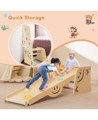 Wooden Climbing Toy Triangle Climber Set with Seesaw