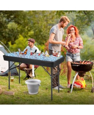 4 Feet Plastic Party Ice Folding Table with Matching Skirt