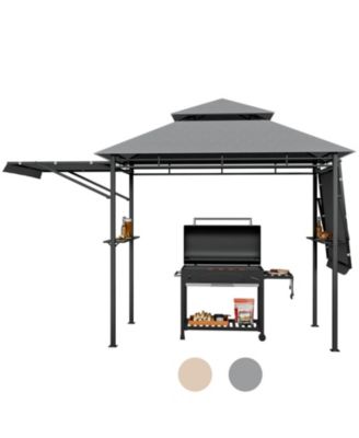 13.5 x 4 Feet Patio BBQ Grill Gazebo Canopy with Dual Side Awnings