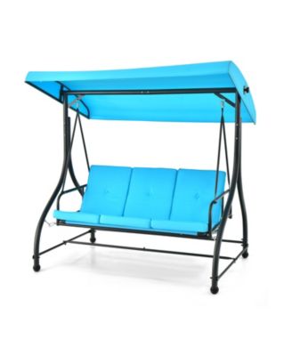 3 Seat Outdoor Porch Swing with Adjustable Canopy