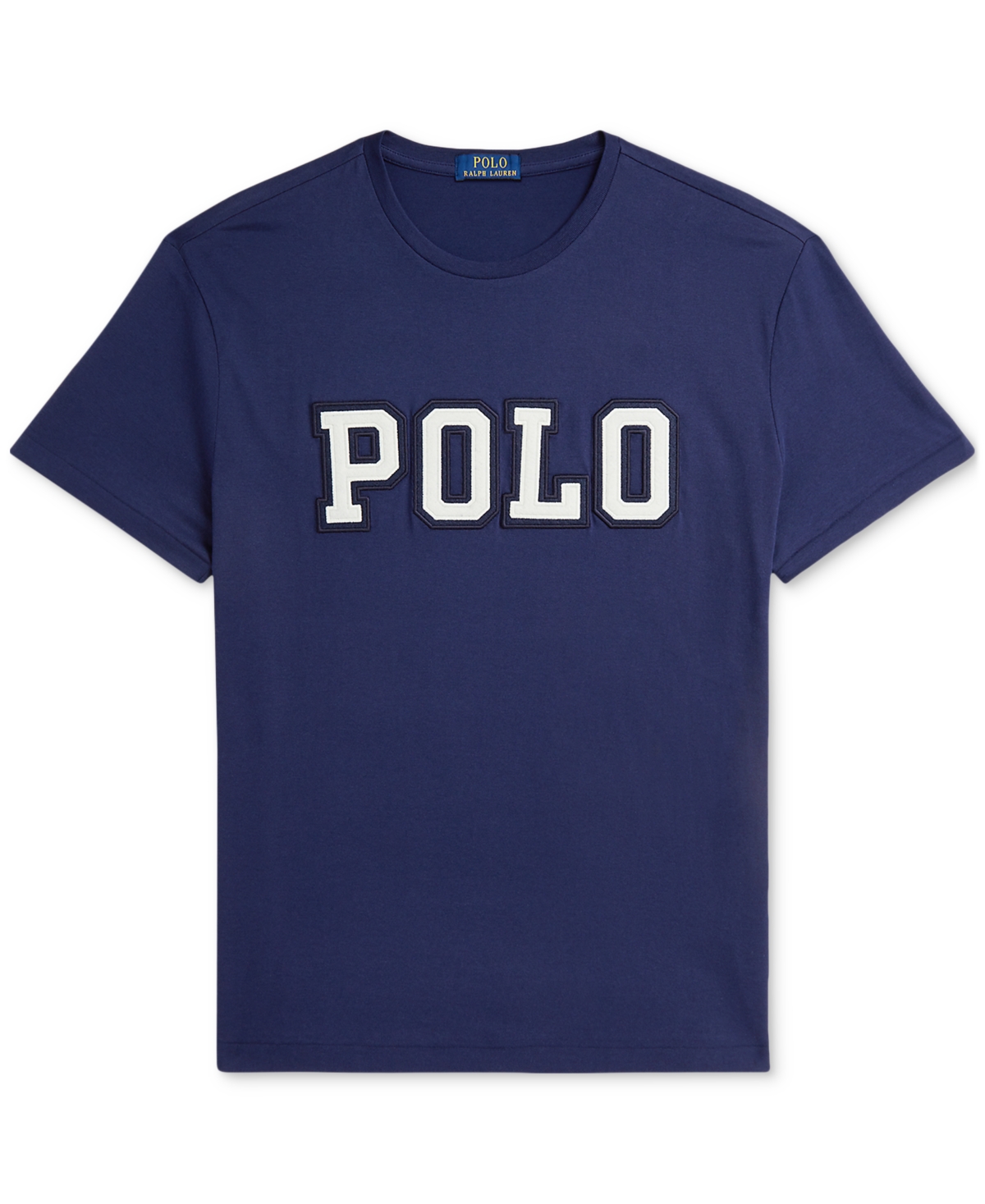 Polo Ralph Lauren Blue Crewneck T-shirt With Logo Lettering On The Fornt And Pony Embroidery On The Front