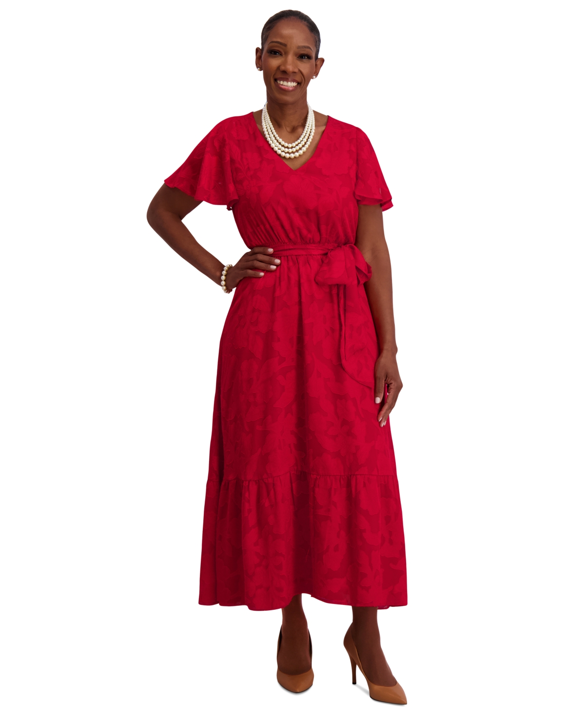 Kasper Flutter-sleeve Smock-waist Dress, Regular & Plus