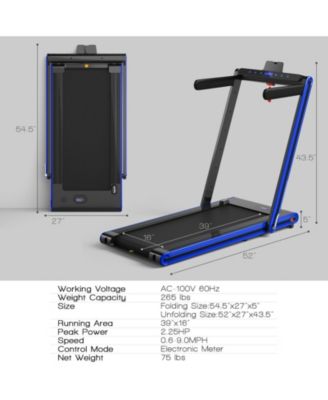 2-in-1 Folding Treadmill with Dual LED Display-Navy