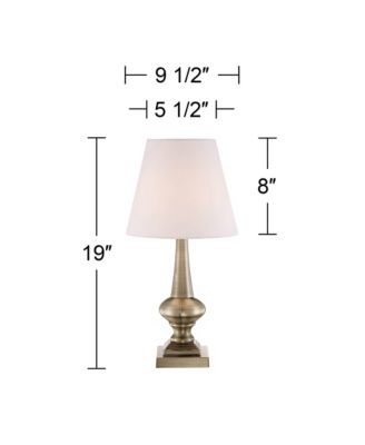 Traditional Desk Table Lamp 19" High Antique Brass Metal White Empire Shade Touch On Off for Bedroom Bedside Office