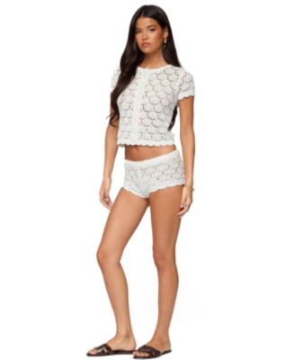 Women's Elisa Open Knit Button Up Top