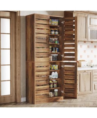 Farmhouse Storage Cabinet, 9-Tier with Adjustable Shelves and 2 Shutter Doors, for Kitchen, Dining Room