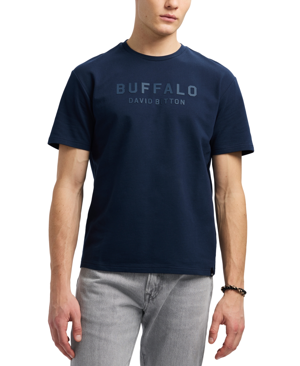 Buffalo David Bitton Men's Tomba Short Sleeve Crewneck Raised Logo Graphic T-shirt In Blue
