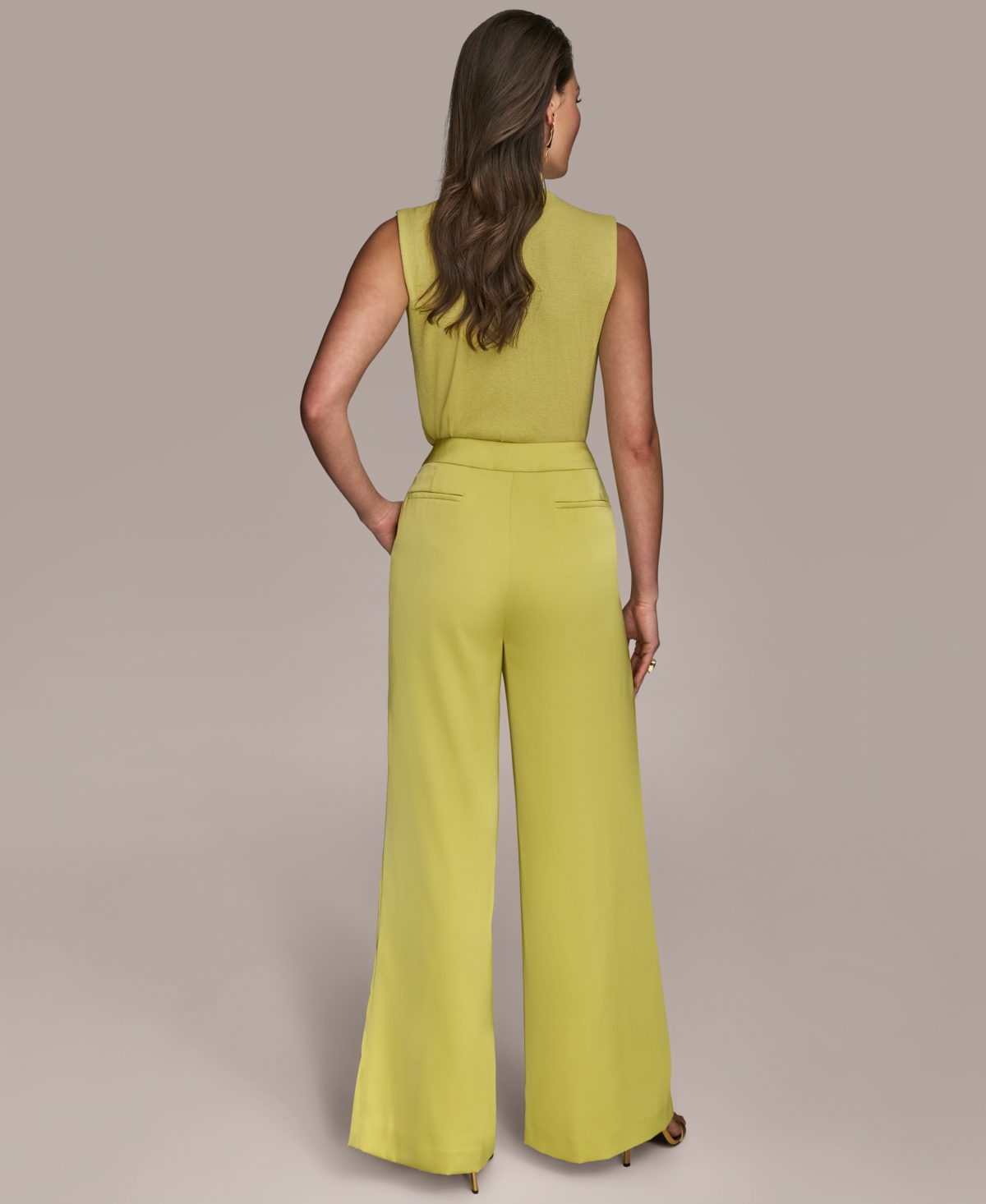 Donna Karan Women's Linen-blend Wide Leg Pants In Green