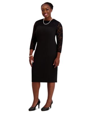 Women's Lace-Sleeve Sheath Dress, Regular & Plus Sizes 