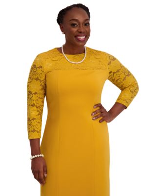 Women's Lace-Sleeve Sheath Dress, Regular & Plus Sizes 