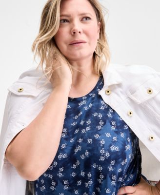 Plus Size Printed Sleeveless Flip Flop Dress, Exclusively at Macy's