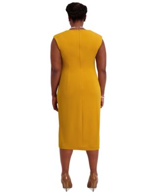 Women's Asymmetrical-Neck Midi Dress, Regular & Plus Sizes