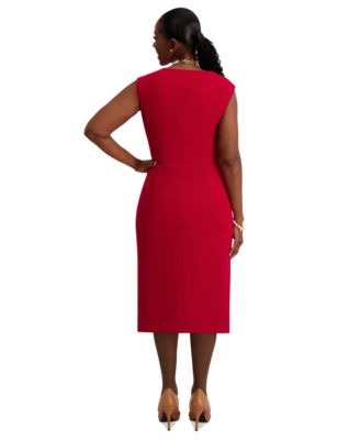 Women's Asymmetrical-Neck Midi Dress, Regular & Plus Sizes