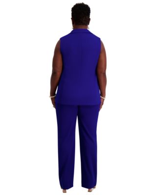 Notched Collar Open-Front Regular & Plus Sizes Vest Jacket