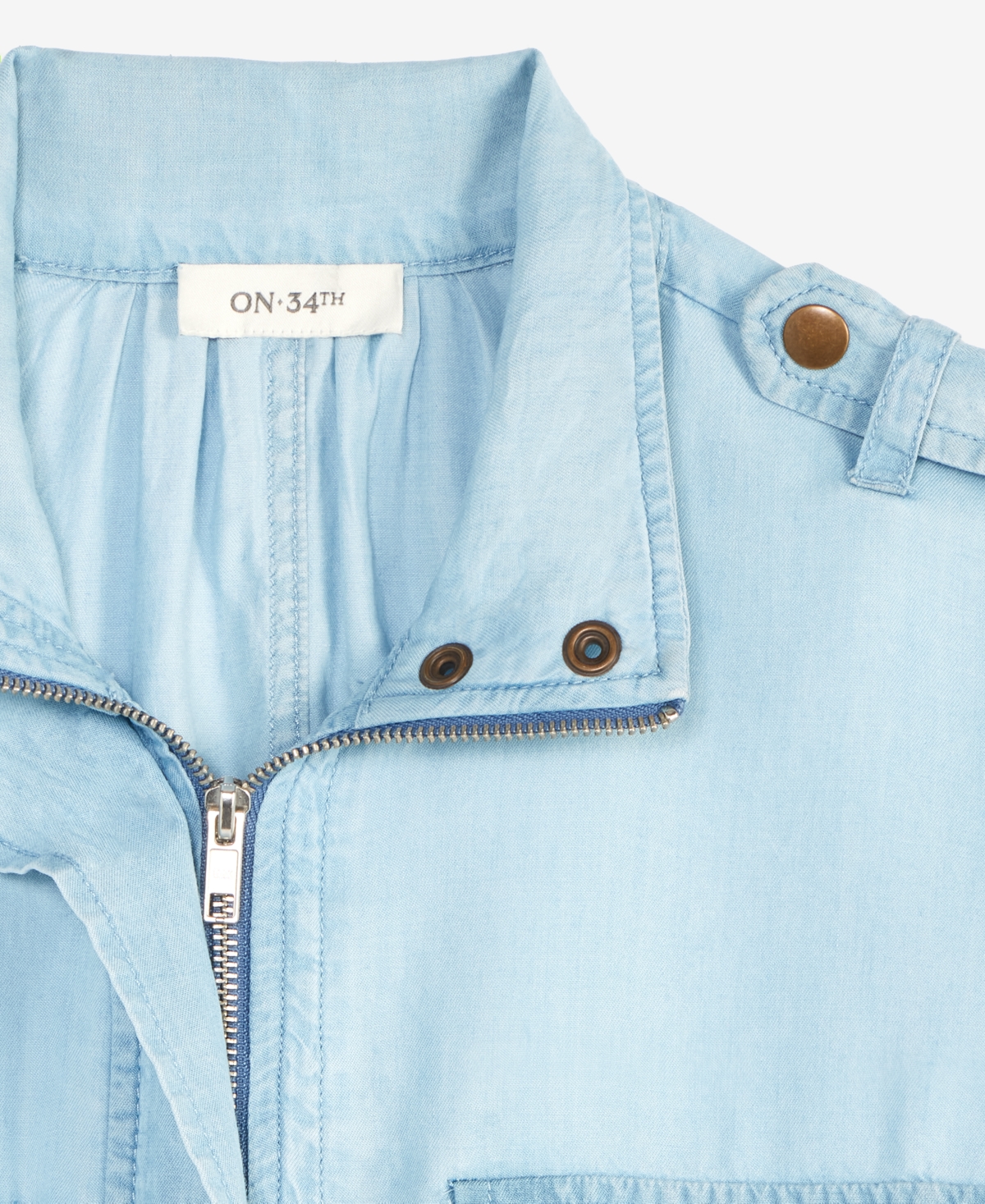 On 34th Women's Chambray Cropped Jacket, Exclusively At Macy's In Blue