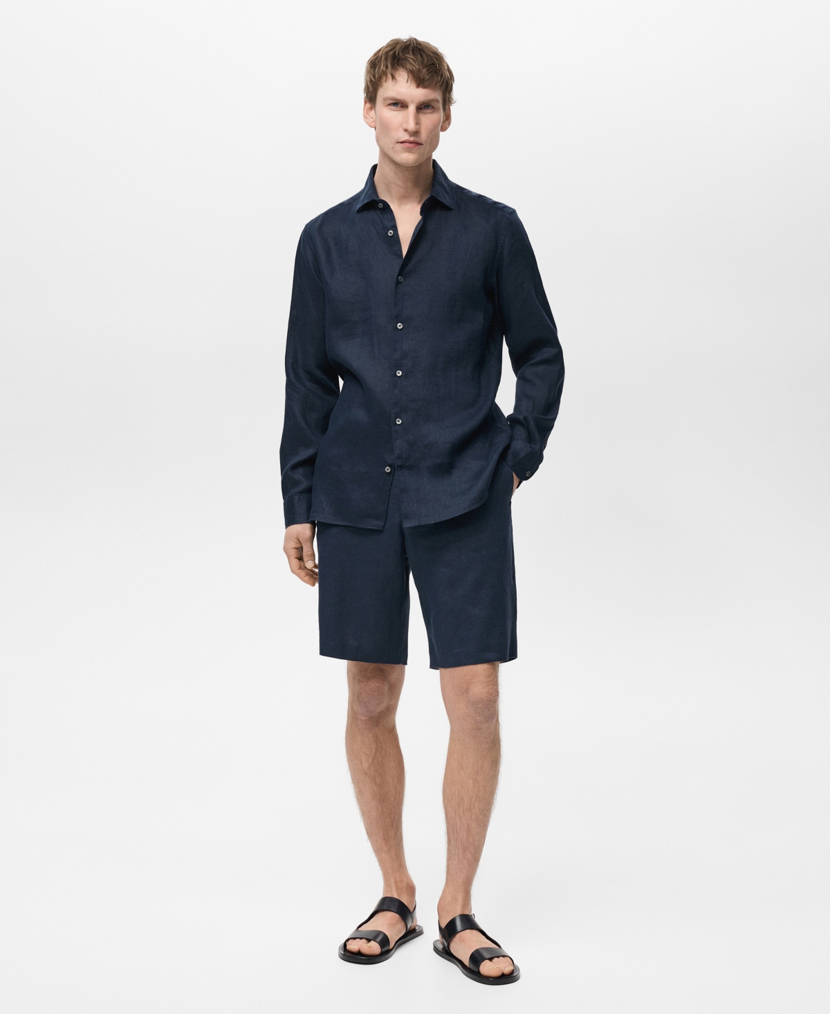 Mango Slim Fit Linen Button-up Shirt