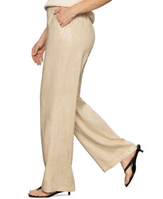 Women's Coastal Sequined-Stripe Wide-Leg Pants