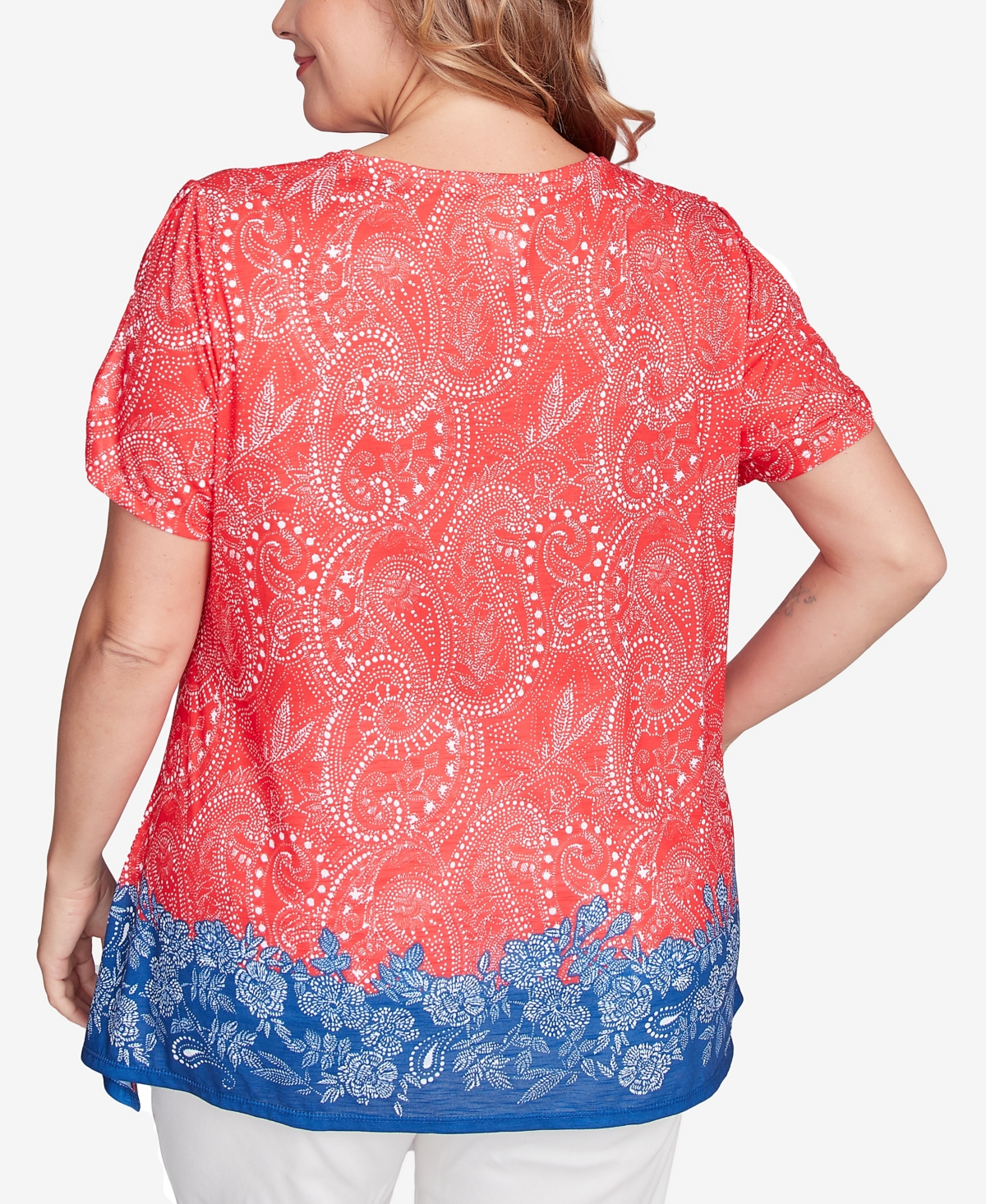 Ruby Rd. Plus Size Americana Embellished Jersey Crew Neck Top