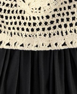 Women's Cotton Voile Crochet-Bodice Dress, Exclusively at Macy's