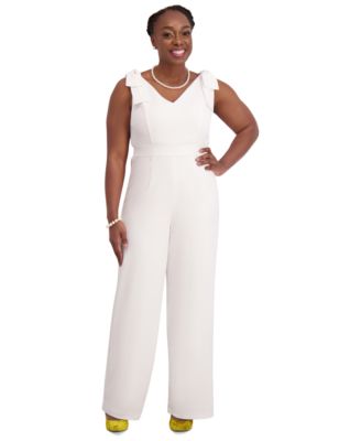 V-Neck Bow-Strap Jumpsuit, Regular & Plus Sizes