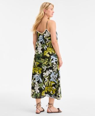 Women's Crochet Detail Midi Slip Dress, Exclusively at Macy's