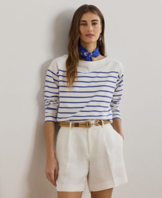 Lauren Ralph Lauren - Women's Striped Cotton Jersey Boatneck Top