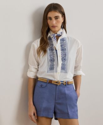 Lauren Ralph Lauren - Women's Geo-Embroidered Cotton Broadcloth Shirt