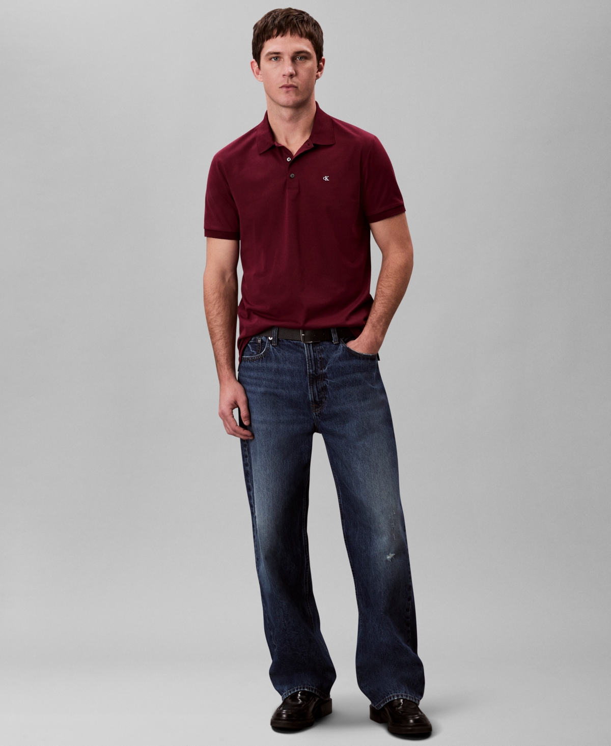 Calvin Klein Men's Regular-Fit Smooth Cotton Monogram Logo Polo Shirt