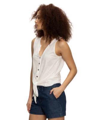 Women's Button-Up Tie-Front Sleeveless Top