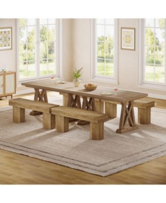 Wooden Dining Bench, 41" Farmhouse Entryway Bench for Indoor Space, Long End of Bed Seat for Dining Room, Bedroom, Entry, Mudroom