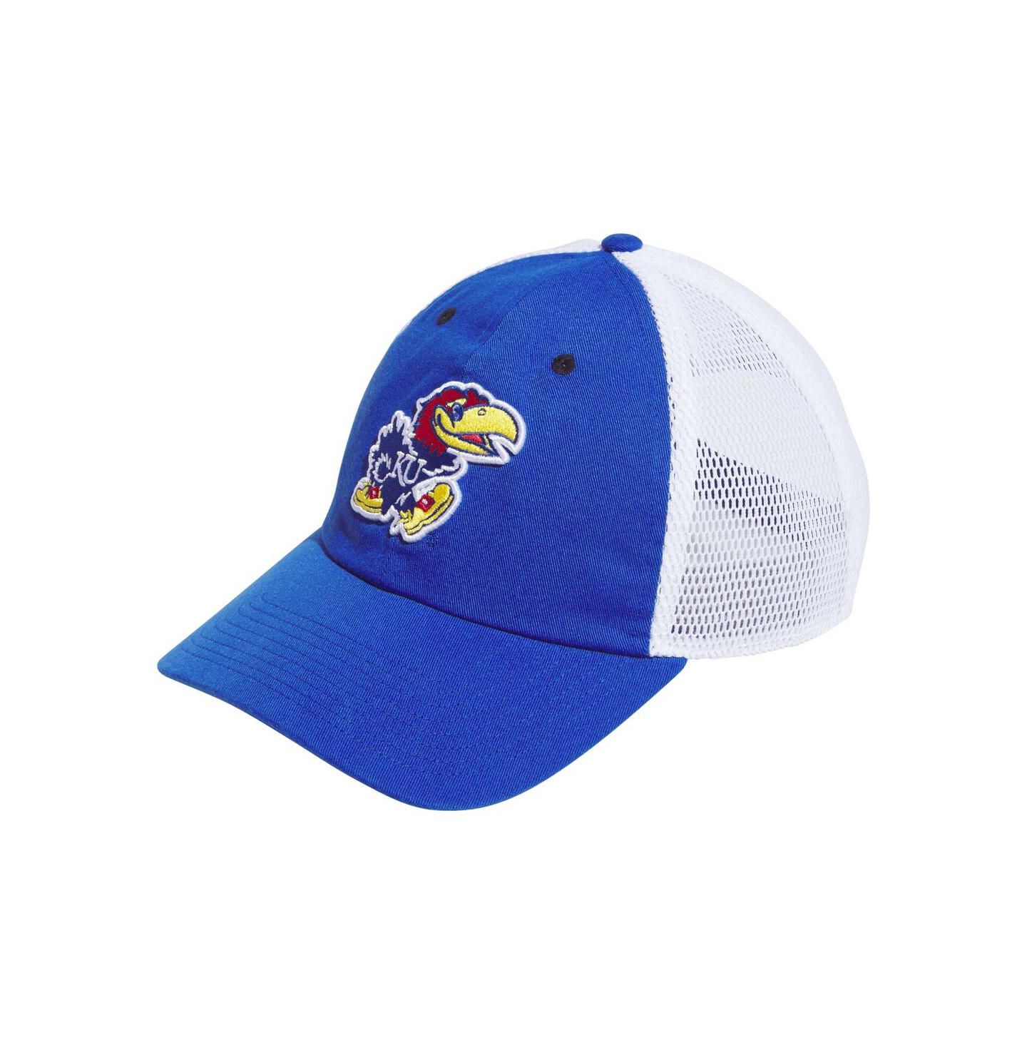 Мужская кепка adidas Royal Kansas Jayhawks Mascot Slouch Trucker Adjustable Hat — фото 1