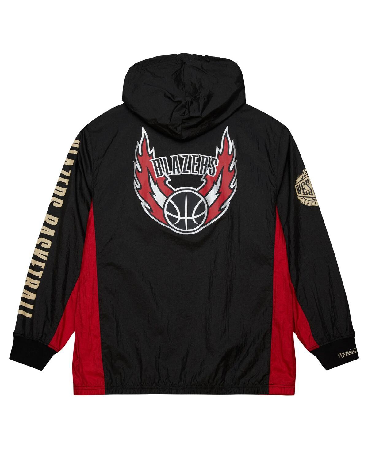 Mitchell & Ness Men's Black Portland Trail Blazers Team Og 2.0 Vintage Logo Anorak Windbreaker Quarter-zip Jacket
