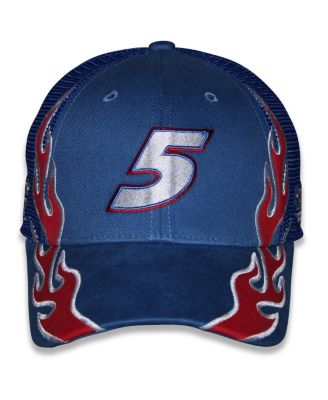Men's and Women's Blue Kyle Larson HendrickCars.com Flame Trucker Adjustable Hat