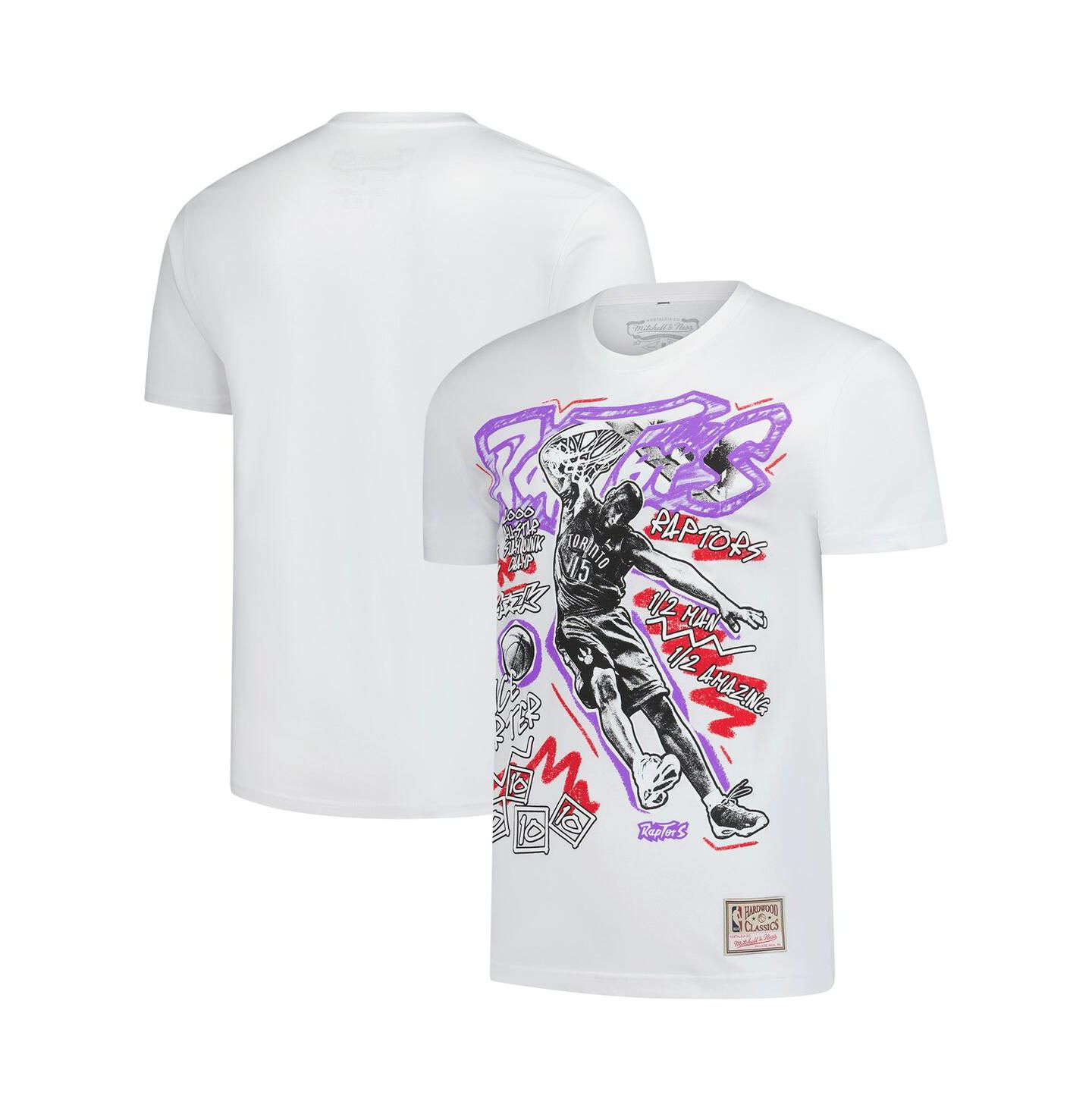 Мужская футболка Mitchell & Ness Vince Carter White Toronto Raptors Hardwood Classics Chalked Up — фото 1