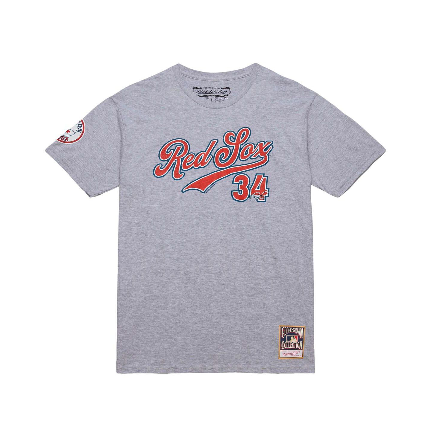 Мужская футболка Mitchell & Ness David Ortiz Grey Heather Boston Red Sox Cooperstown Collection Player — фото 2