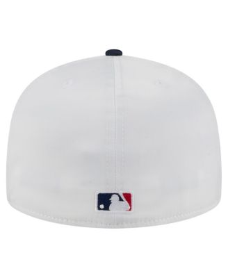 Men's White/Navy Houston Astros Satin 59FIFTY Fitted Hat