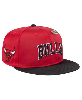 Men's Red/Black Chicago Bulls Throwback Satin Vintage Pin Two-Tone 59FIFTY Fitted Hat