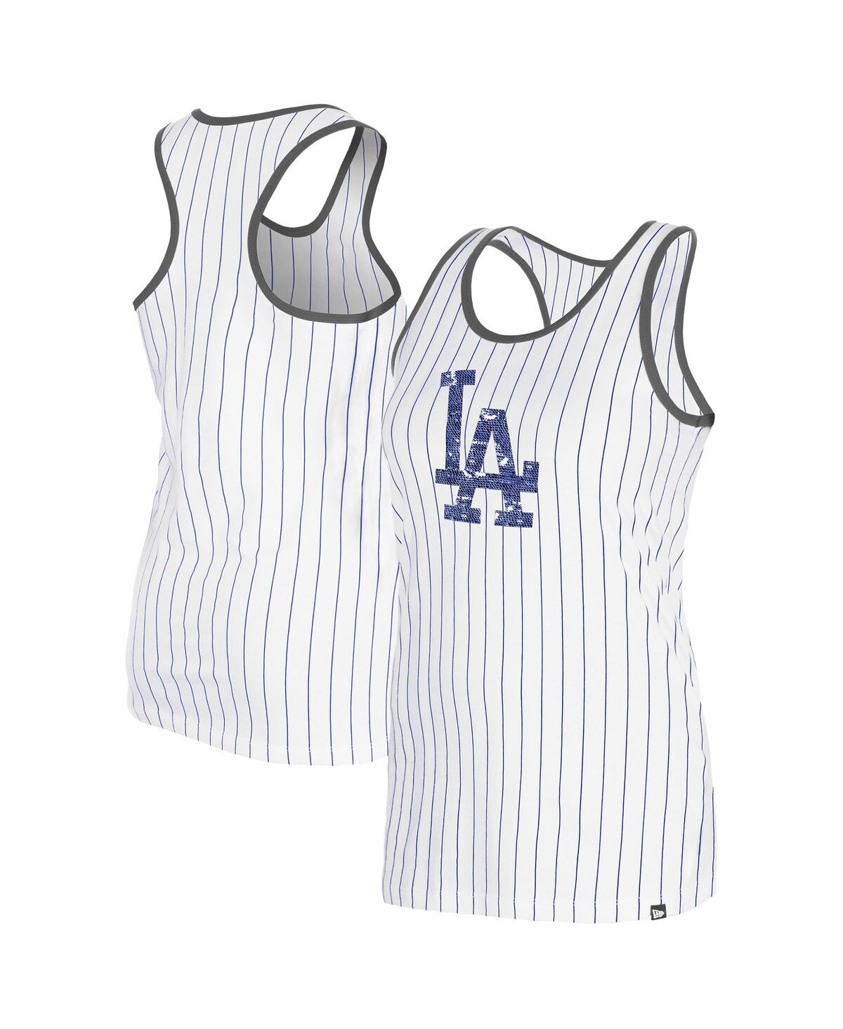 NEW ERA WOMEN'S WHITE LOS ANGELES DODGERS GAMEDAY PINSTRIPE TANK TOP 