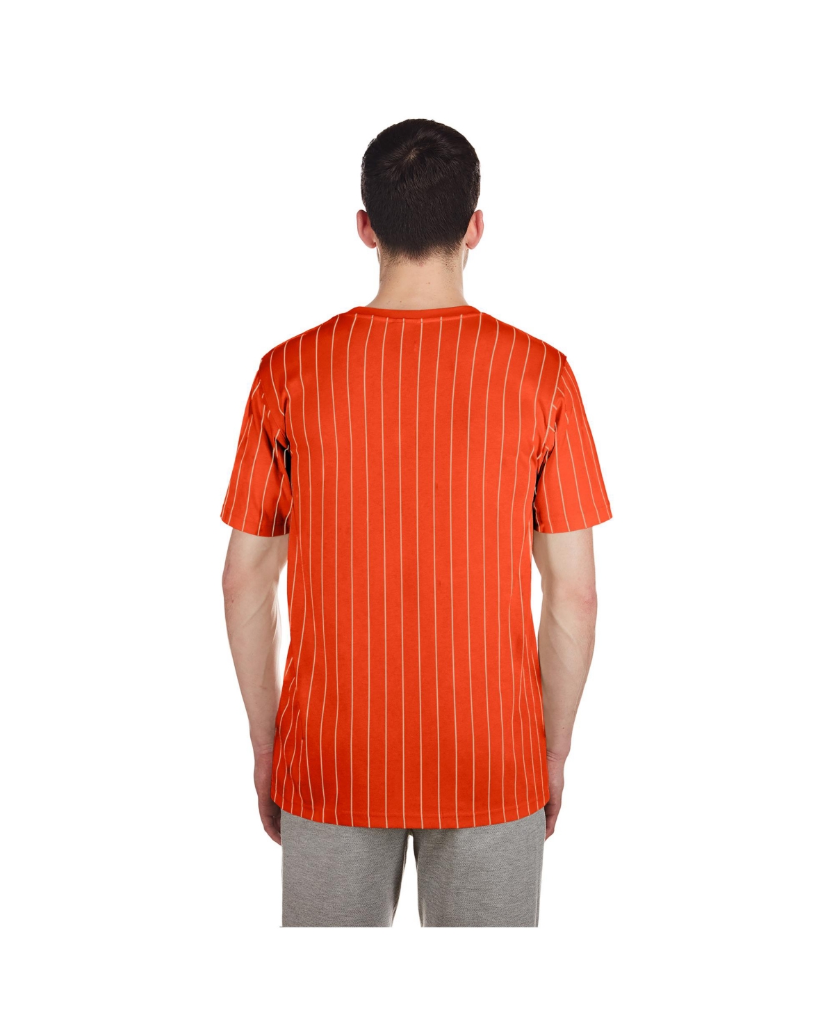New Era Men's Orange Baltimore Orioles Throwback Pinstripe T-shirt In Orange