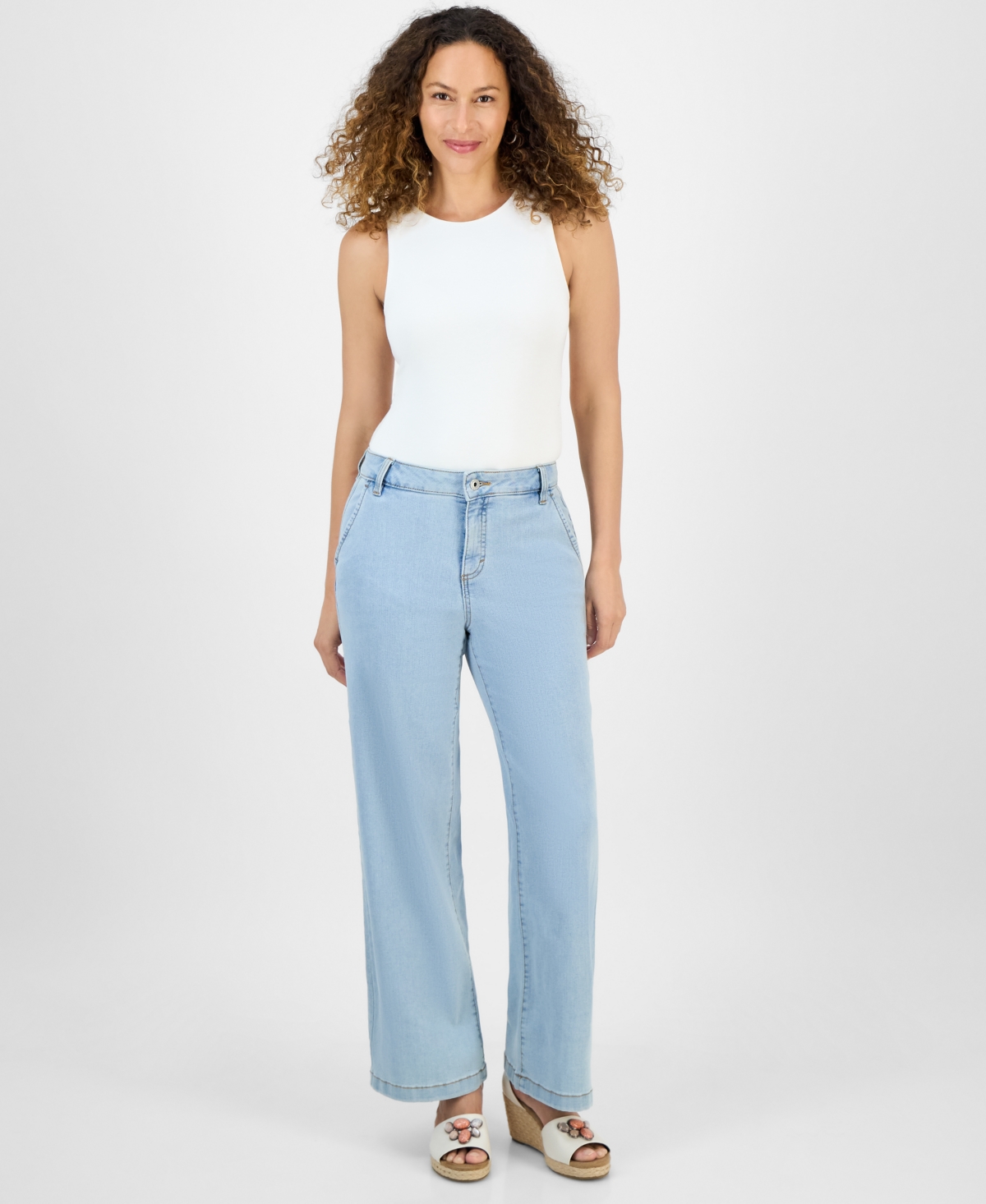 Petite Wide-Leg Jeans, Exclusively at Macy's - Powder Light
