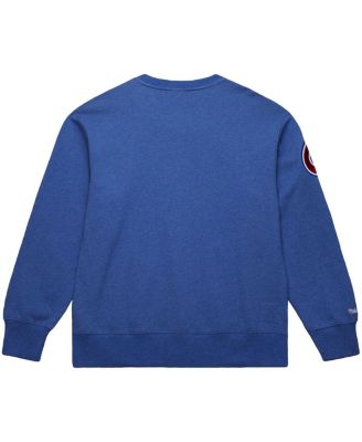 Men's Hank Aaron Royal Atlanta Braves Legends Collection Vintage Logo Fleece Name Number Pullover Sweatshirt