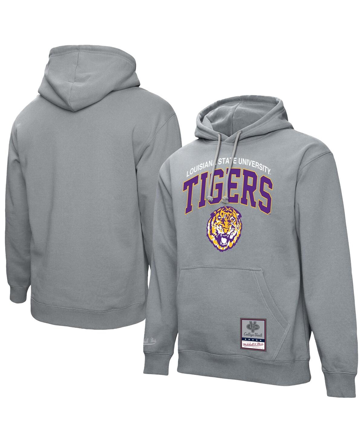 Mitchell & Ness Heather Gray Lsu Tigers Classic Arch Pullover Hoodie